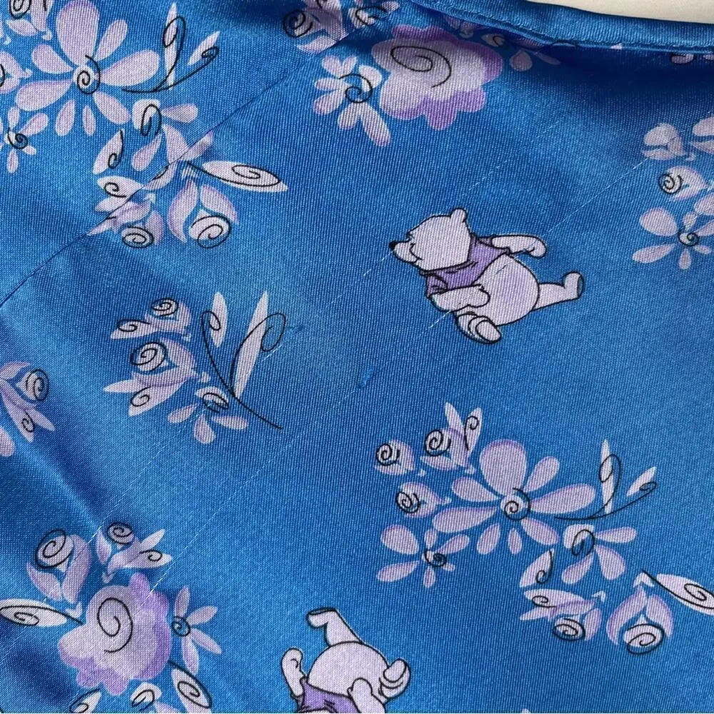 DISNEY STORE Wmns Winnie the Pooh Satin Short Sleeve Short Nightgown Blue Size M - Picture 6 of 6